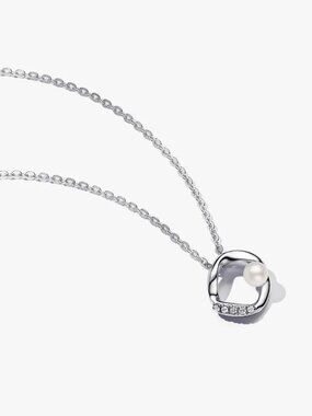 Pandora Organically Shaped Pav?? Circle Freshwater Pearl Collier Necklace